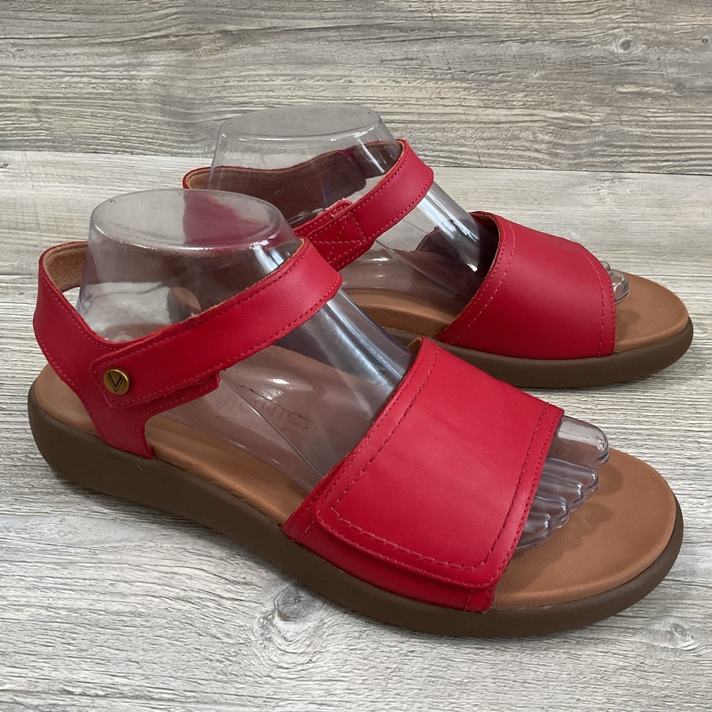 Vionic Women's Awaken R/X Leather Casual Recovery Sandals Red Size 8.5